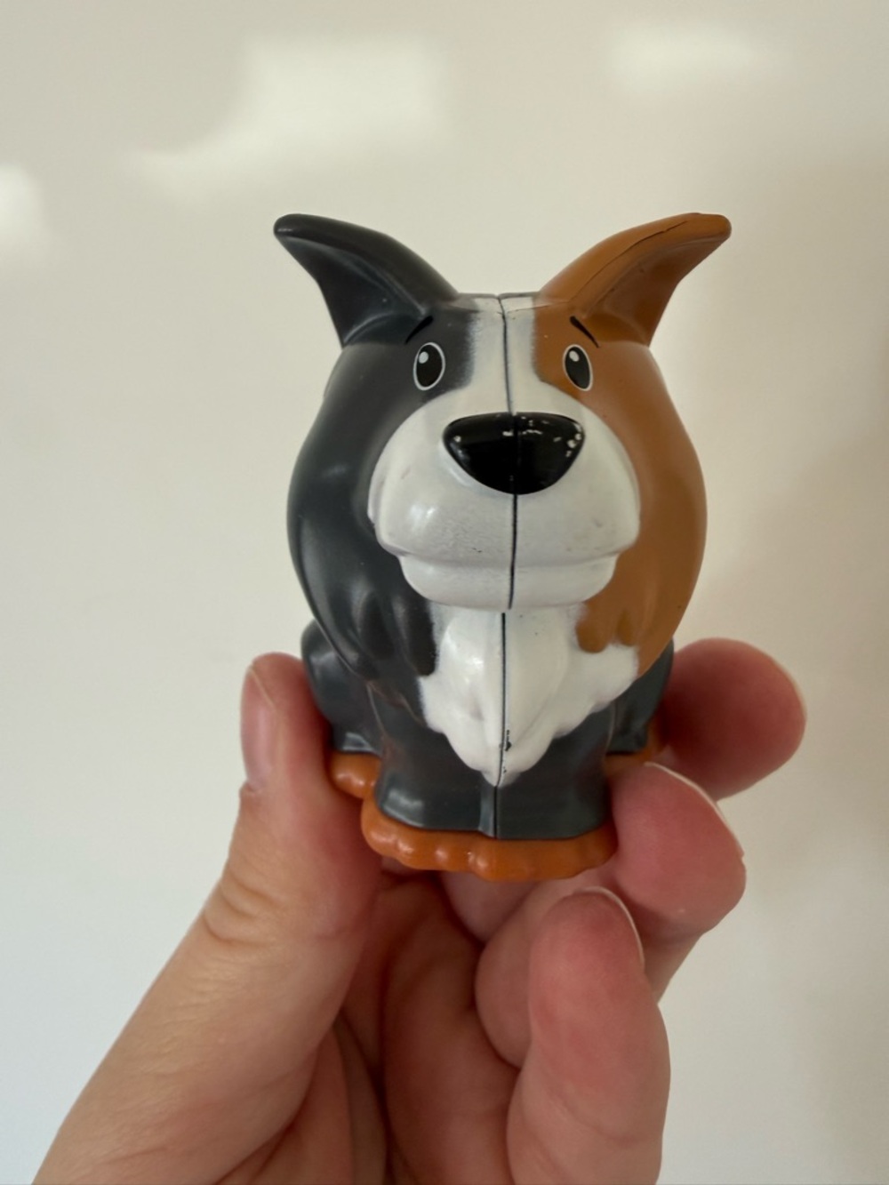 Fisher-Price Tri-Color Dog little people- Gray, White, Brown